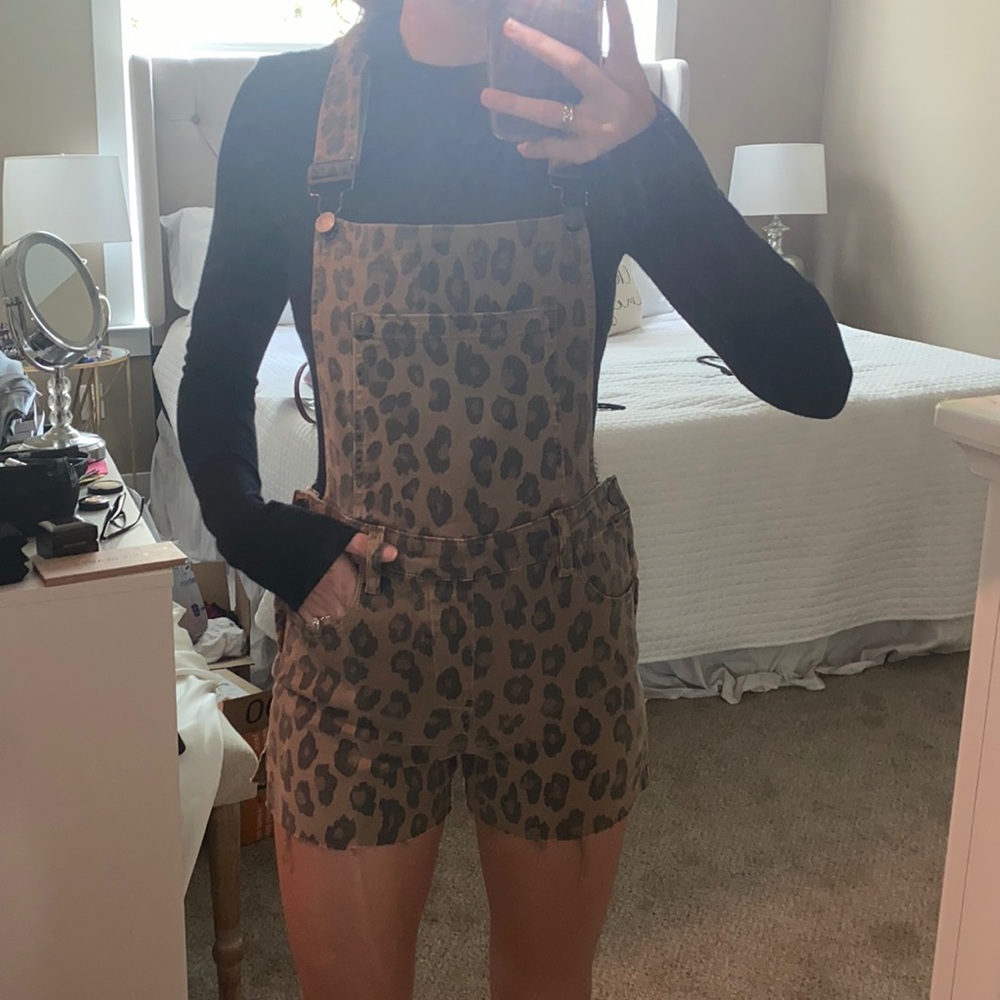 Cheetah shorts overalls!!